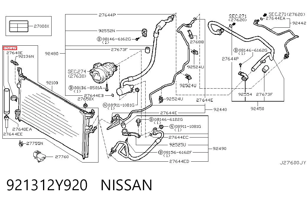 921312Y920 Nissan/Infiniti Osuszacz klimatyzacji