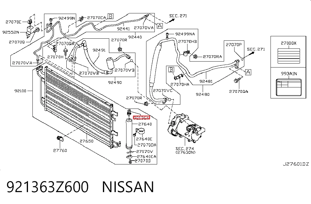 921363Z600 Nissan/Infiniti Czujnik ciśnienia bezwzględnego klimatyzacji