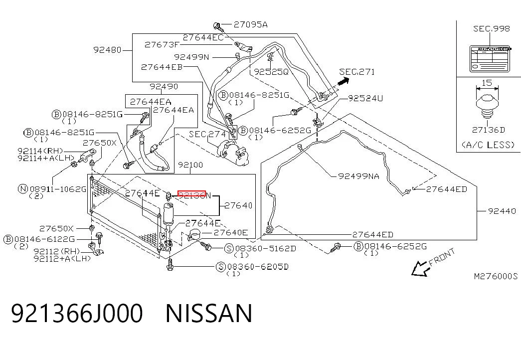 921366J000 Nissan/Infiniti Czujnik ciśnienia bezwzględnego klimatyzacji