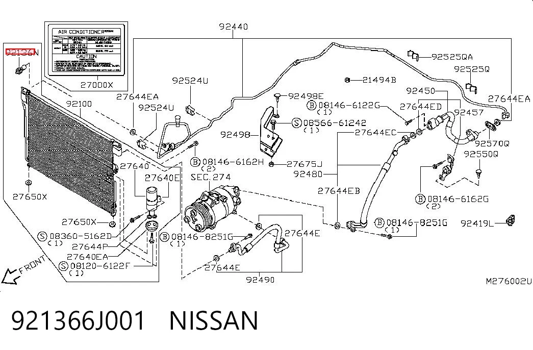 921366J001 Nissan/Infiniti Czujnik ciśnienia bezwzględnego klimatyzacji