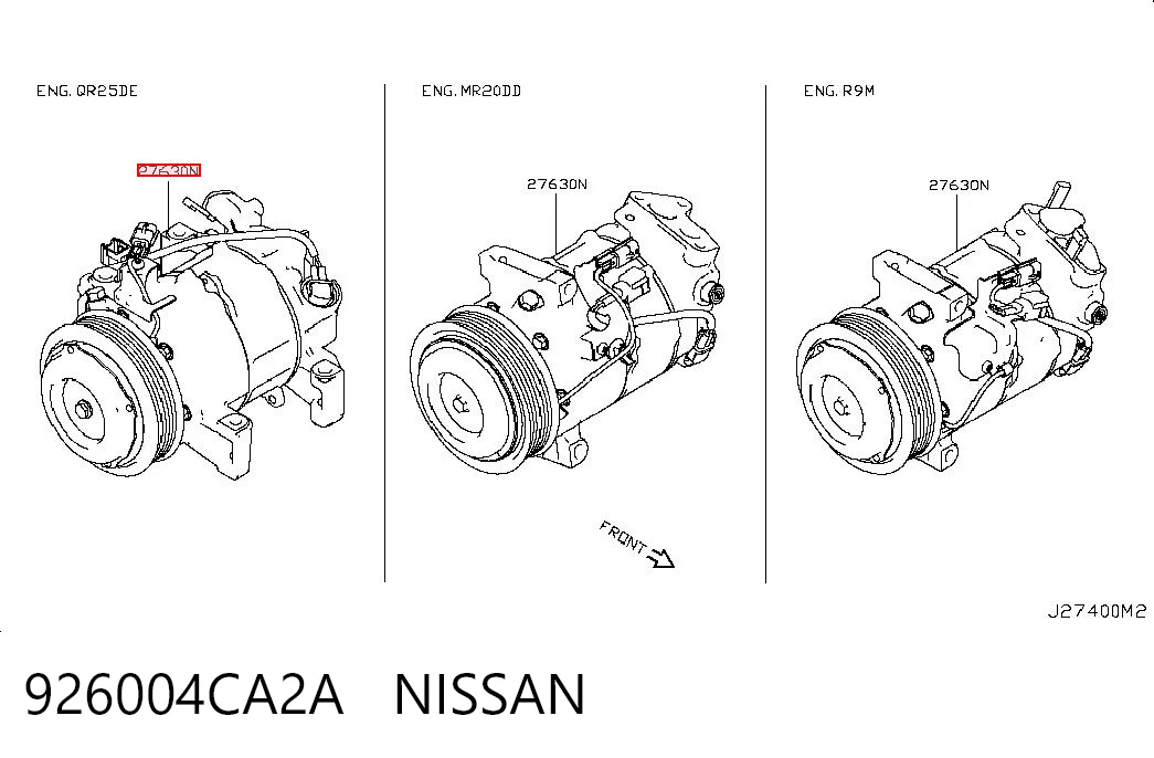 Sprężarka klimatyzacji Nissan Qashqai II SUV (J11) (2013 - 2021) cena, od 146,67 USD