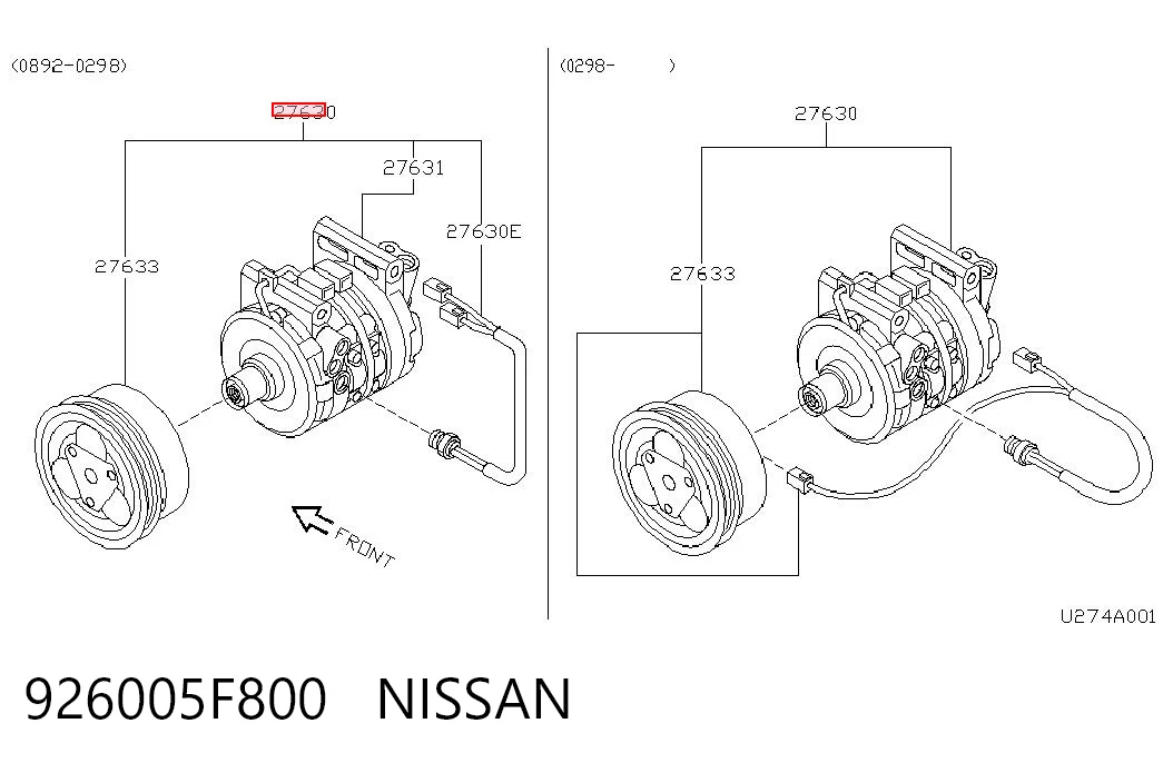 Sprężarka klimatyzacji Nissan Micra hatchback (K11) (1992 - 2003) cena, od 100,93 USD