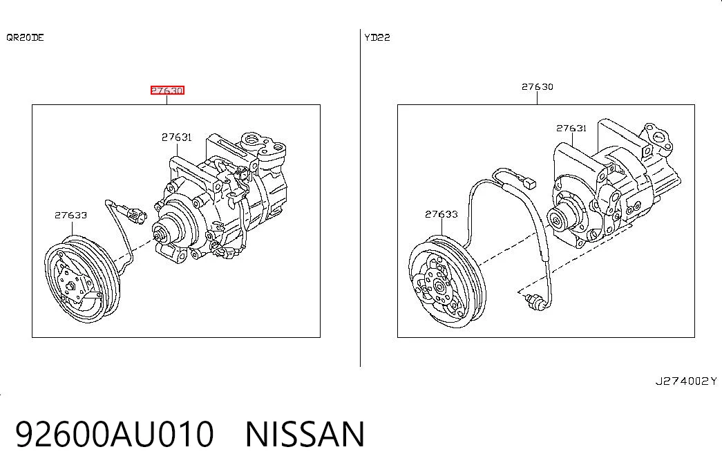 92600AU010 Nissan/Infiniti Sprężarka klimatyzacji