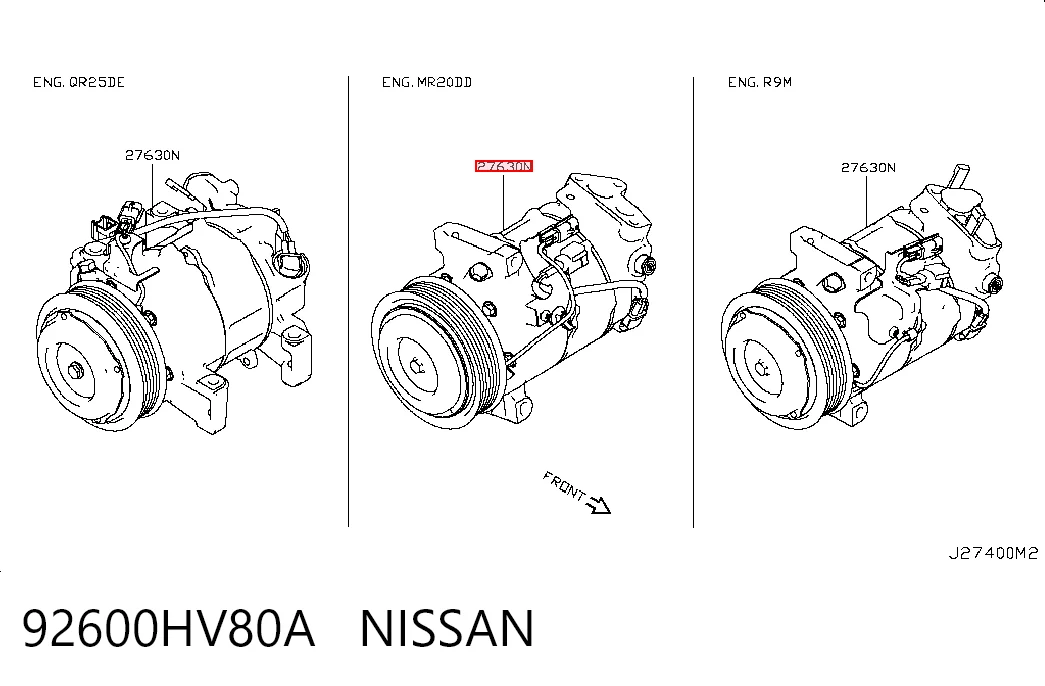 Sprężarka klimatyzacji Nissan Qashqai II SUV (J11) (2013 - 2021) cena, od 146,67 USD