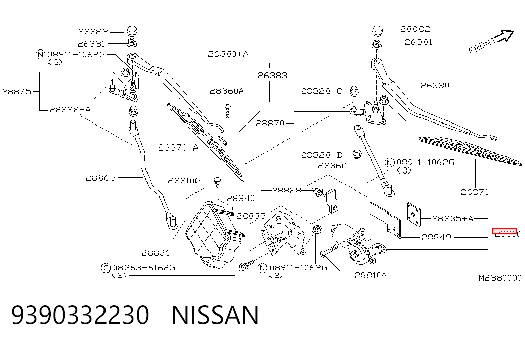 Silniczek wycieraczki szyby przedniej do Nissan Vanette CARGO C23
