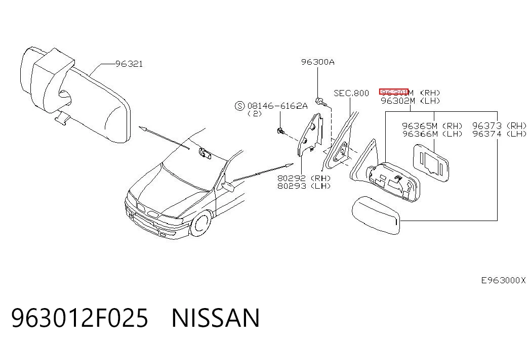 Do koszyka Lusterko wsteczne prawe Nissan Primera  P10