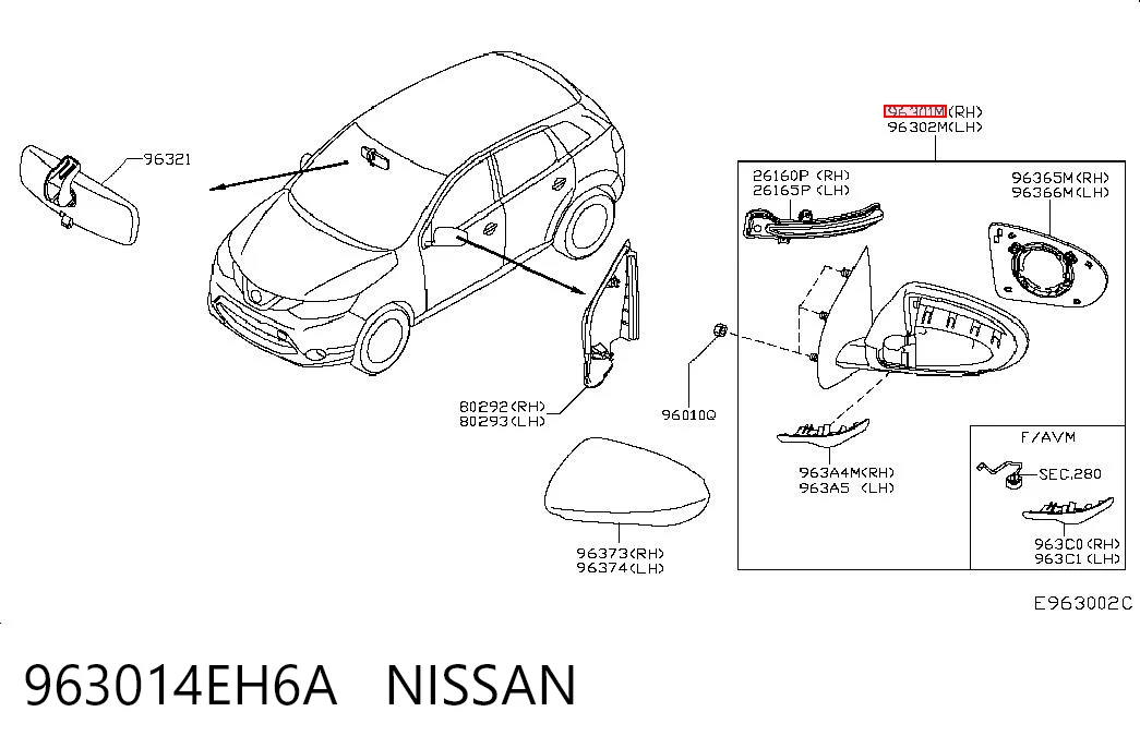 Do koszyka Lusterko wsteczne prawe Nissan Qashqai II J11