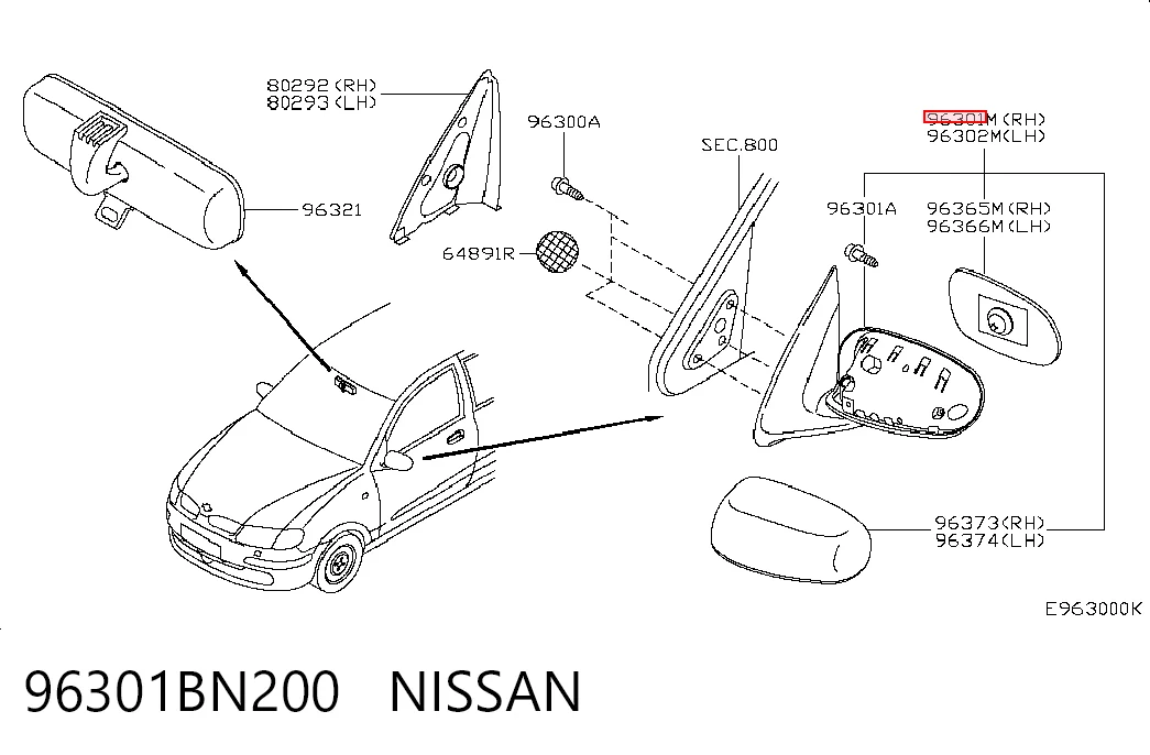  Lusterko wsteczne prawe Nissan Almera 2