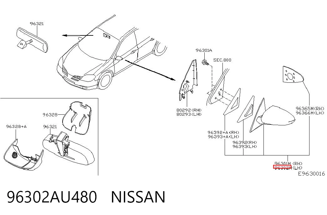 Lusterko wsteczne lewe do Nissan Primera  P12