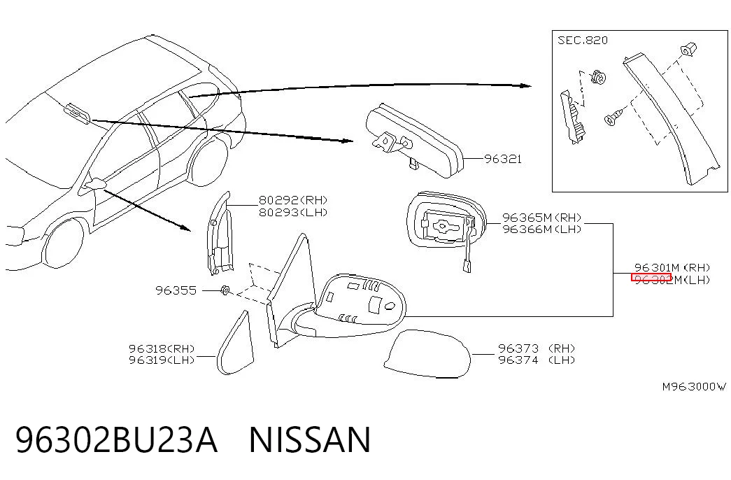 Lusterko wsteczne lewe do Nissan Almera TINO V10