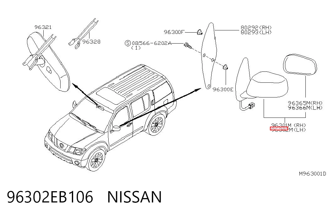 Lusterko wsteczne lewe Nissan Navara NP300 III ulec poprawie (D40) (2004 - 2015) cena, od 63,30 USD