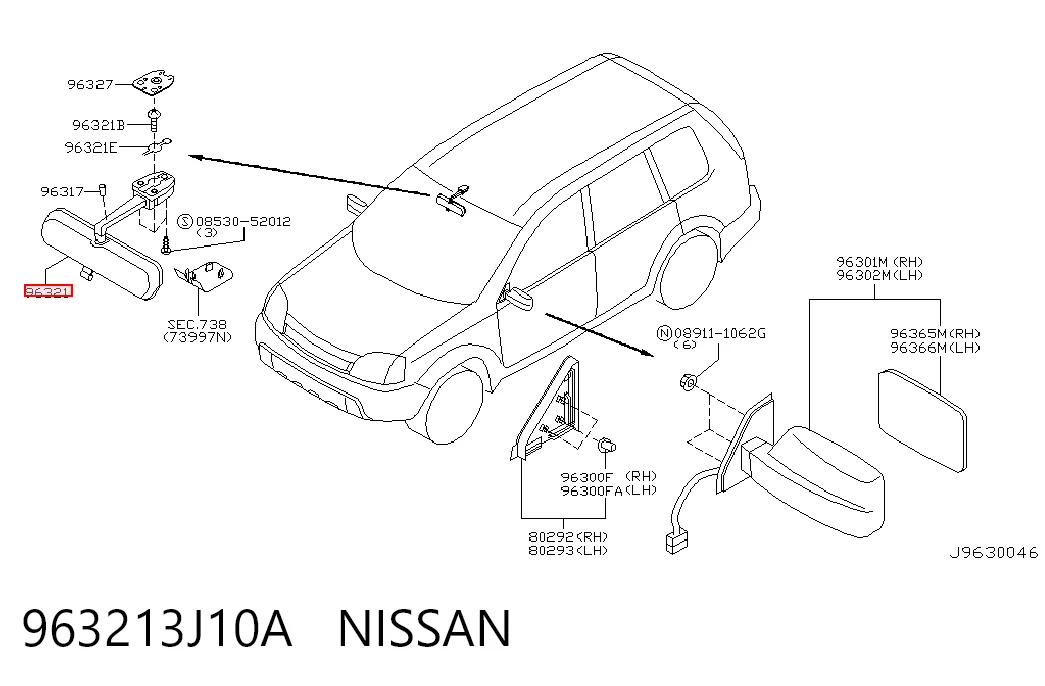 Lusterko wewnętrzne do Nissan X-Trail  T30