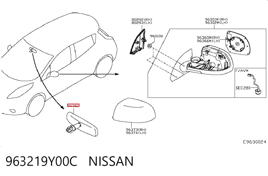 Lusterko wewnętrzne do Nissan Teana  J31