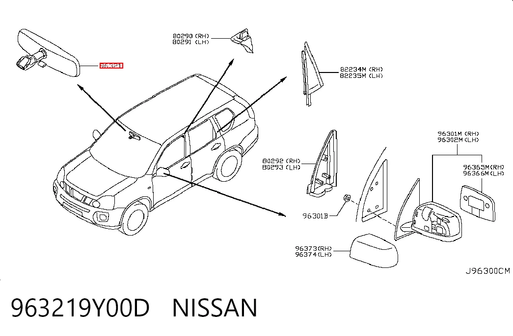 Do koszyka Lusterko wewnętrzne Nissan Teana  J31