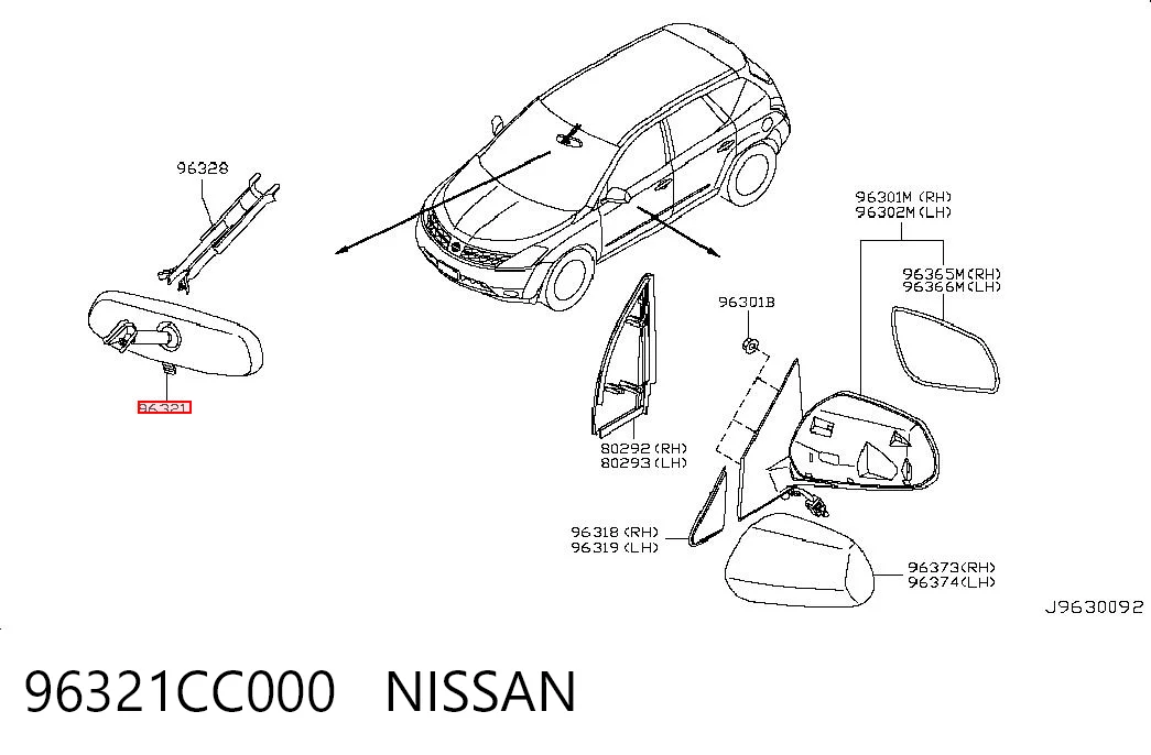 Do koszyka Lusterko wewnętrzne Nissan Pathfinder  R51M