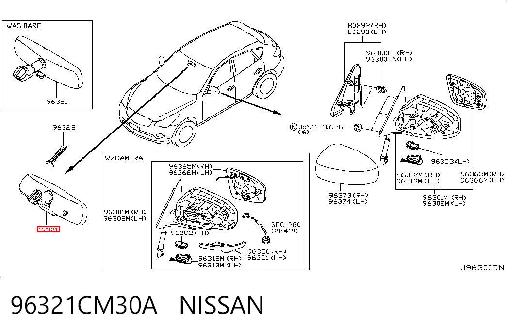 Lusterko wewnętrzne do Nissan LEAF I ZE0