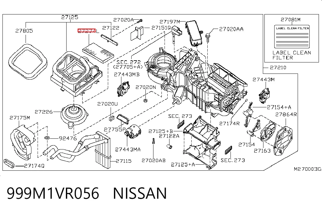 Do koszyka Filtr kabiny Nissan Pathfinder  R50