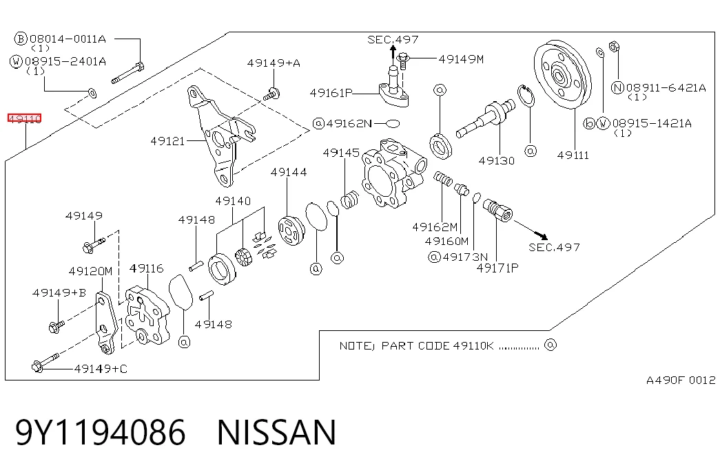Pompa wspomagania hydraulicznego kierownicy do Nissan Almera I N15