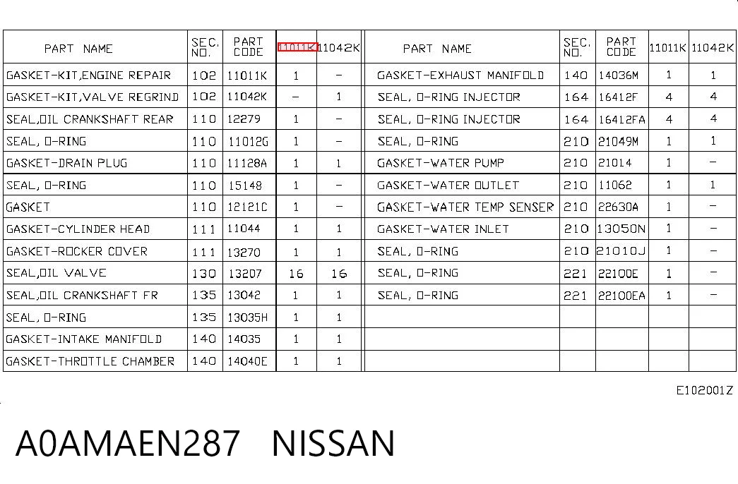 A0AMAEN287 Nissan/Infiniti