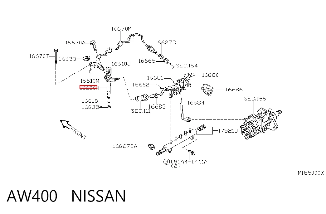 AW400 Nissan/Infiniti Wtryskiwacz paliwa