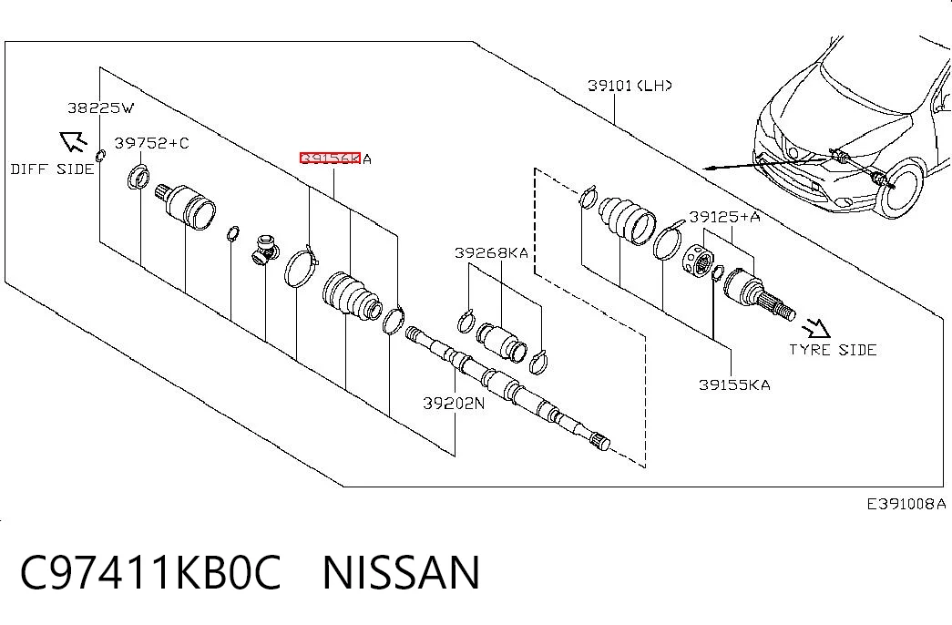 Osłona przegubu homokinetycznego półosi przedniej wewnętrzna do Audi A5  8T3