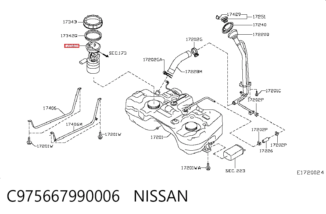 Do koszyka Moduł pompy paliwowej z czujnikiem poziomu paliwa Nissan Note  E11