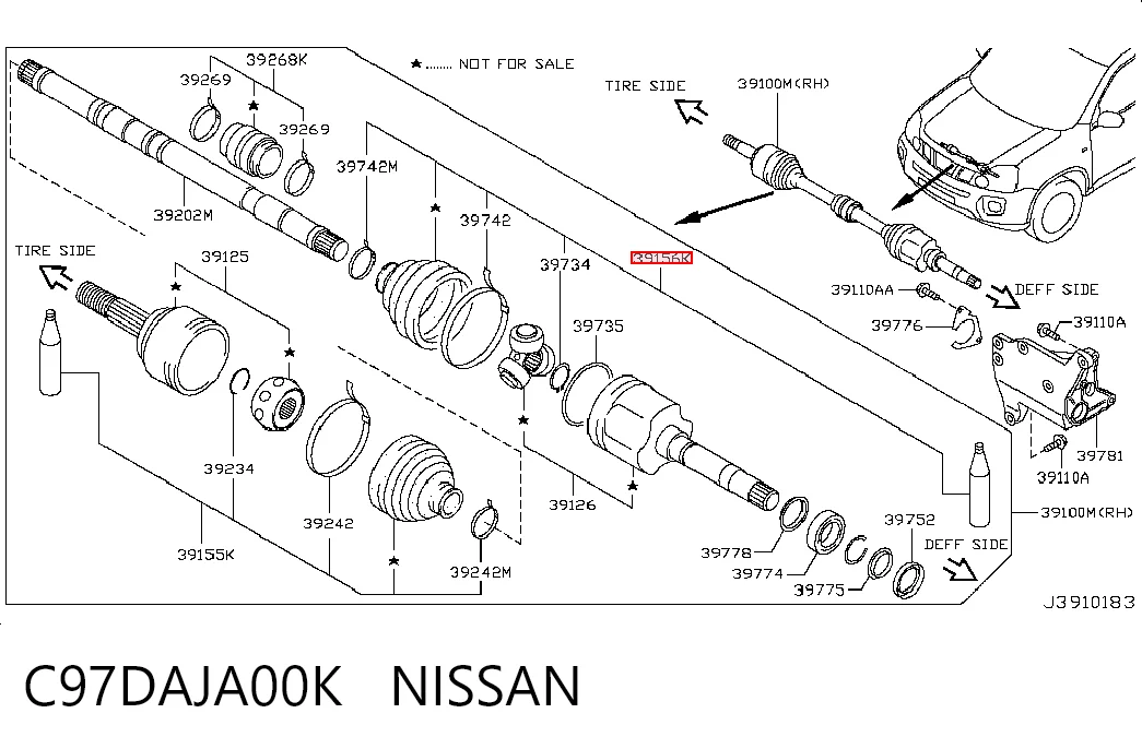 C97DAJA00K Nissan/Infiniti Osłona przegubu homokinetycznego półosi przedniej wewnętrzna