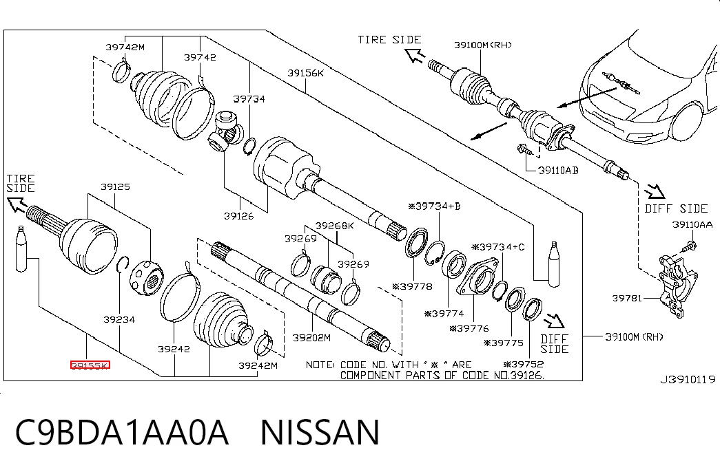 Kupić Osłona przegubu homokinetycznego półosi przedniej zewnętrzna Nissan Teana  J32 w dobrej cenie