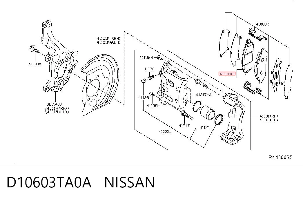 D10603TA0A Nissan/Infiniti Klocki hamulcowe przednie tarczowe