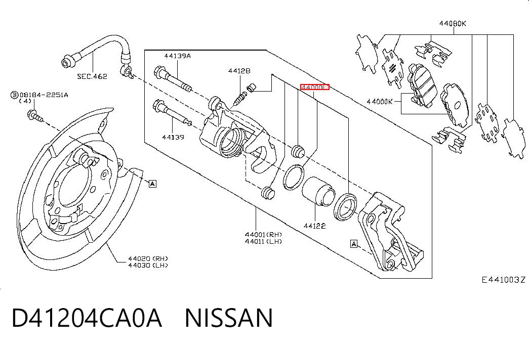  Zestaw naprawczy zacisku hamulcowego tylnego Nissan Qashqai 2