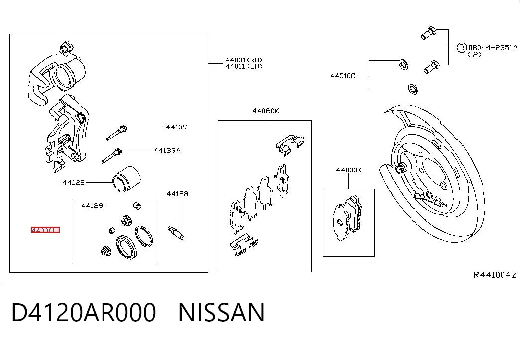 Zestaw naprawczy zacisku hamulcowego tylnego Nissan Qashqai +2 I