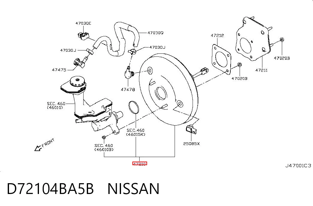 Wzmacniacz próżniowy hamulców do Nissan Rogue  T32U