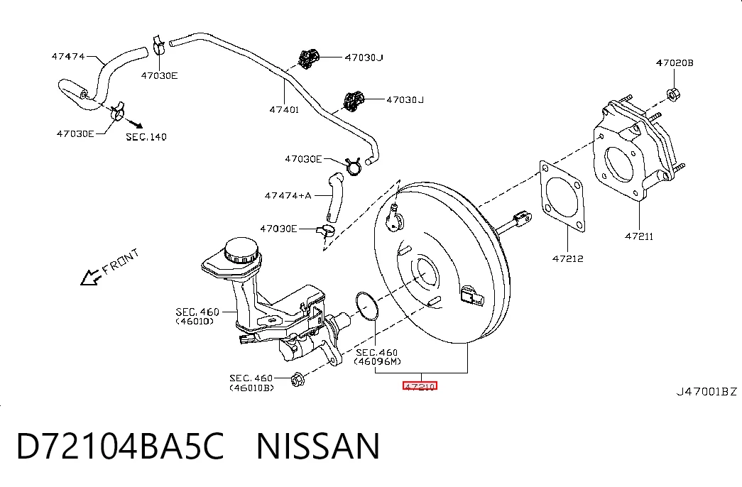 Wzmacniacz próżniowy hamulców Nissan Rogue SUV (T32U) (2013 - 2020) cena, od 166,55 USD