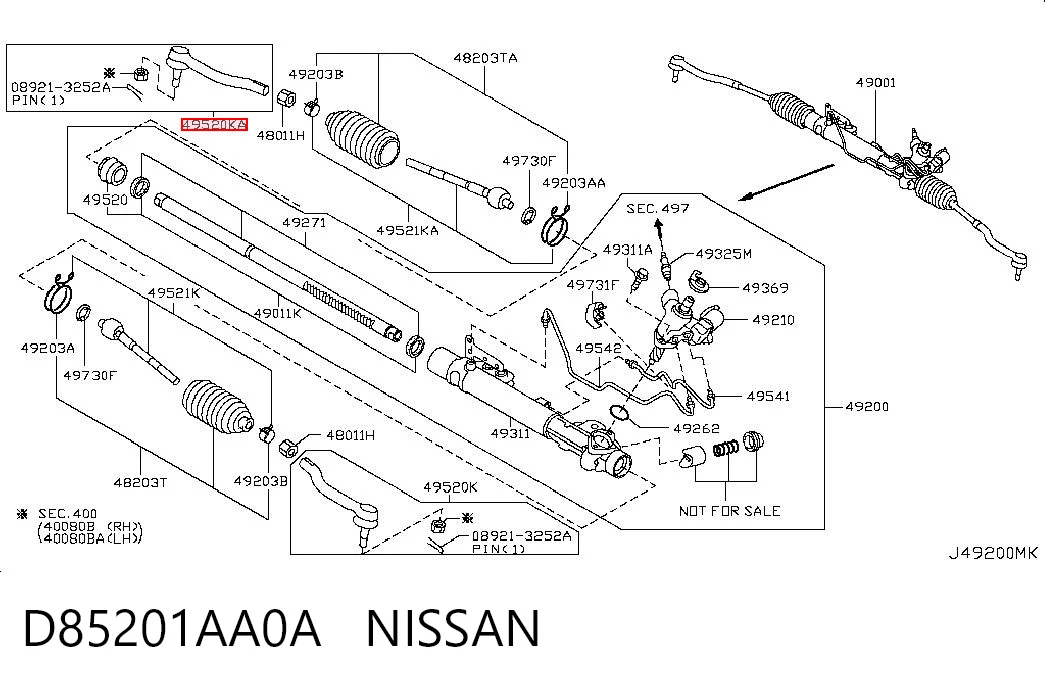 Do koszyka Końcówka drążka kierowniczego zewnętrzna Nissan Murano  Z51