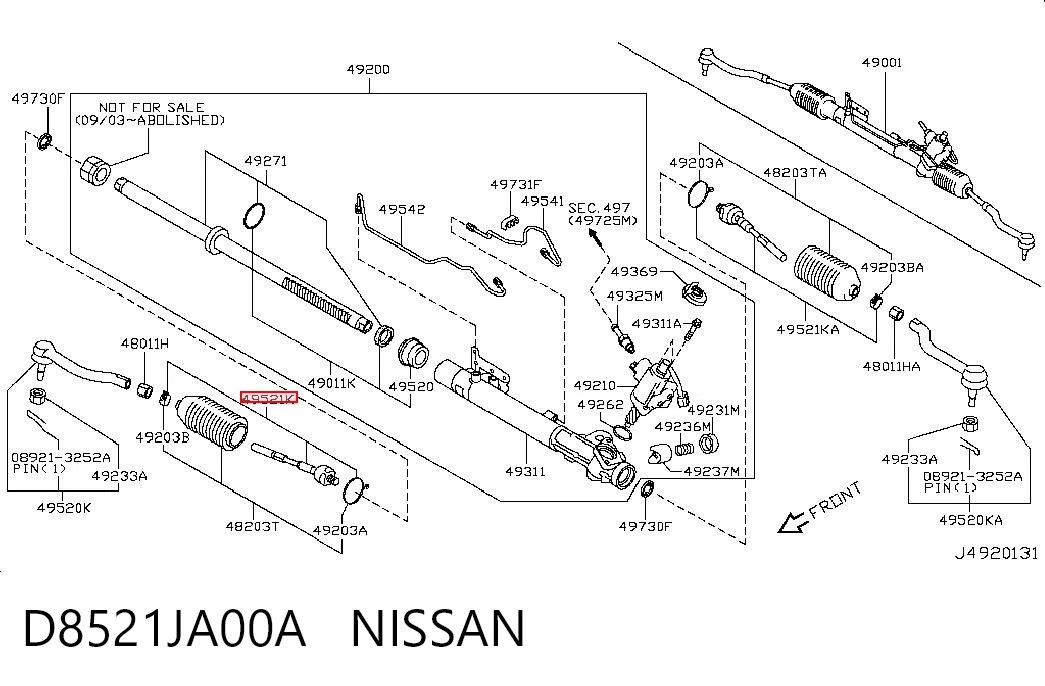 Do koszyka Drążek kierowniczy Nissan Teana  J32