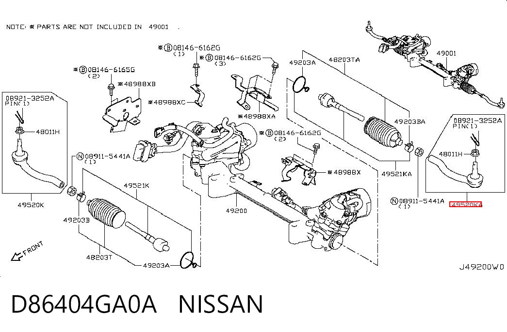 D86404GA0A Nissan/Infiniti Końcówka drążka kierowniczego zewnętrzna