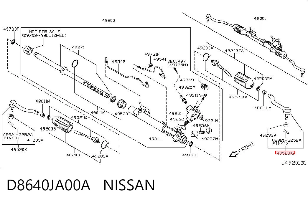 D8640JA00A Nissan/Infiniti Końcówka drążka kierowniczego zewnętrzna