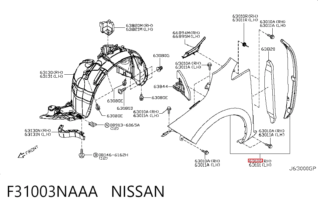 Błotnik przedni prawy do Nissan LEAF I ZE0