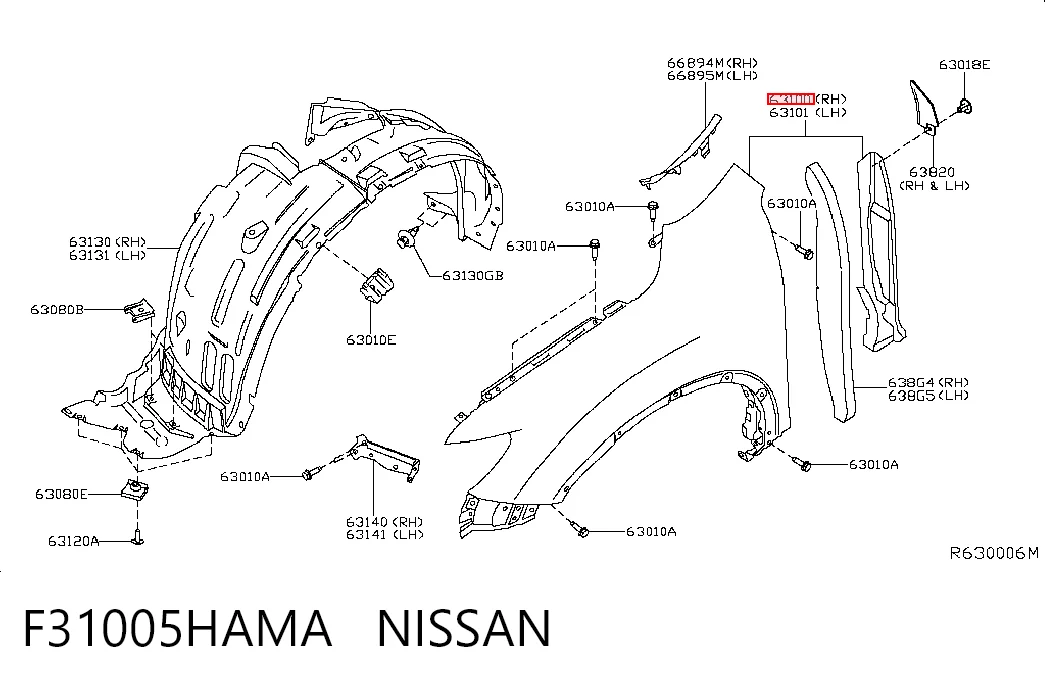 Błotnik przedni prawy Nissan Rogue SUV (T32U) (2013 - 2020) cena, od 101,95 USD
