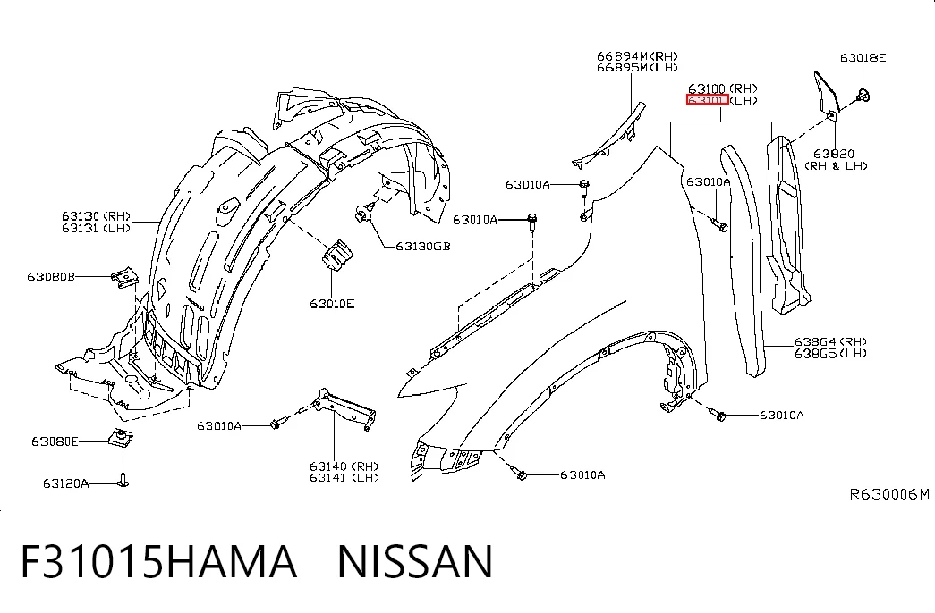 Błotnik przedni lewy Nissan Rogue SUV (T32U) (2013 - 2020) cena, od 94,11 USD