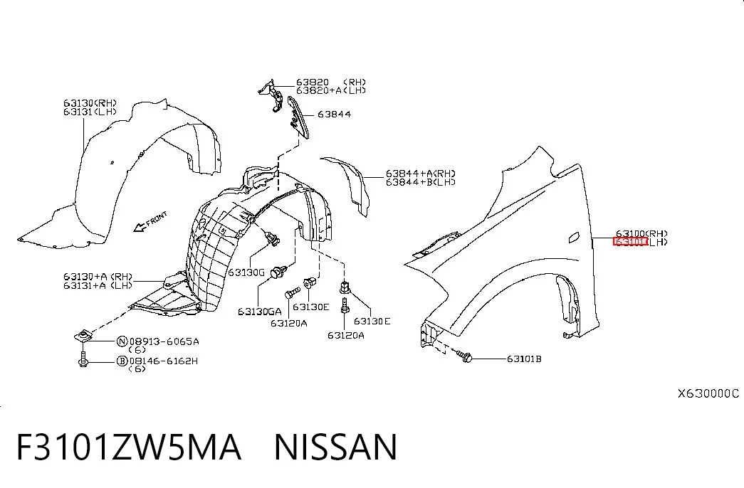 Błotnik przedni lewy Nissan Tiida hatchback (C11X) (2004 - 2014) cena, od 57,55 USD