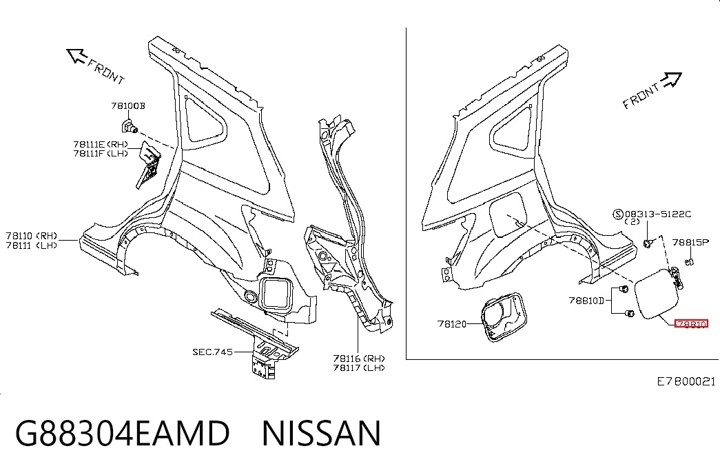Do koszyka Klapka wlewu paliwa Nissan Qashqai II J11
