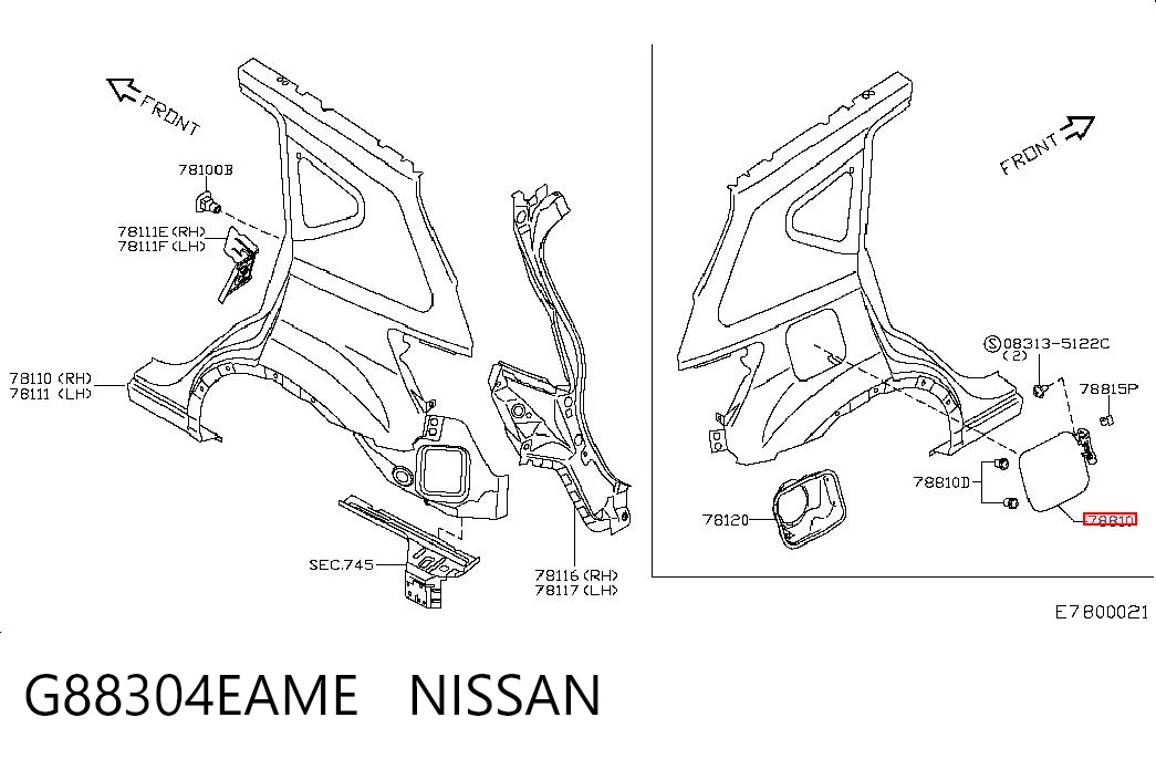  Klapka wlewu paliwa Nissan Qashqai 2