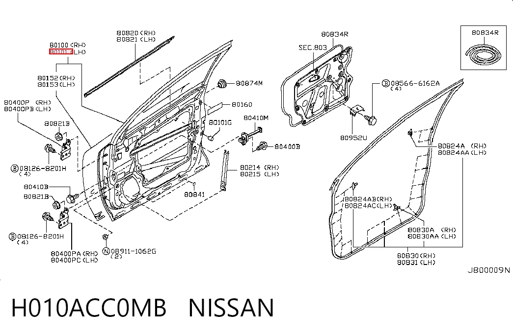 Drzwi przednie lewe do Nissan Murano  Z50