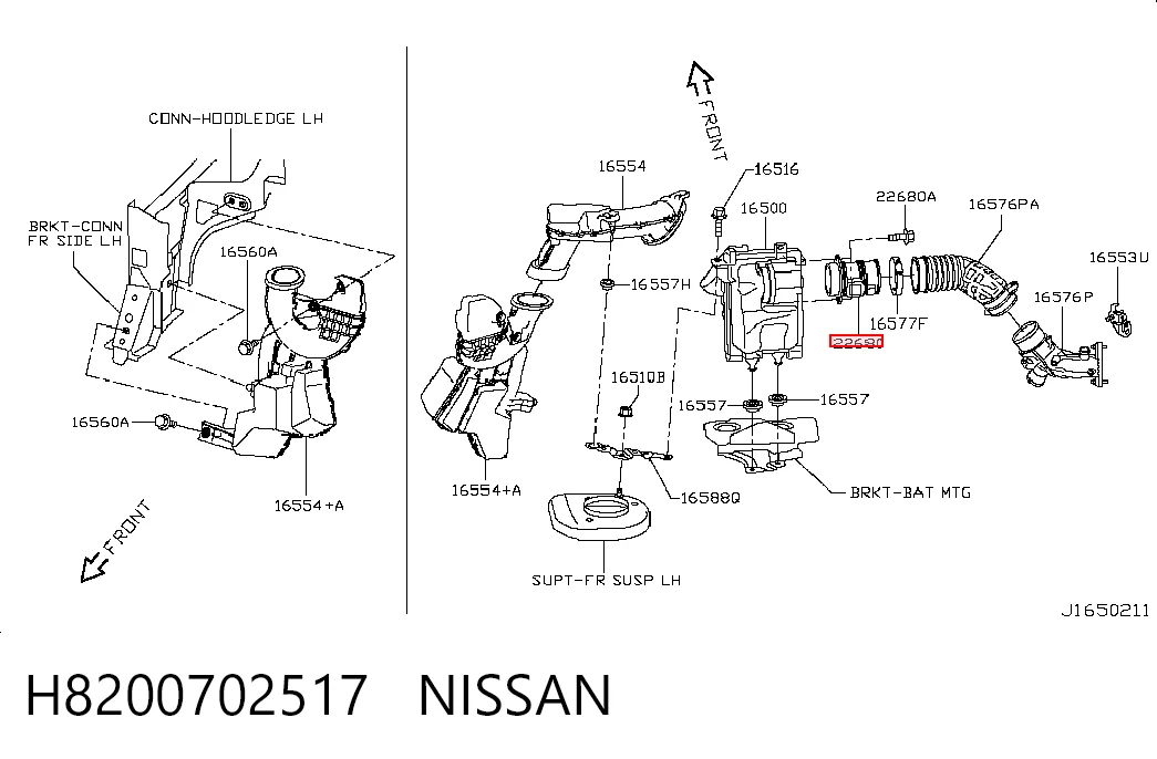 H8200702517 Nissan/Infiniti Czujnik przepływu powietrza, przepływomierz powietrza M.A.F.
