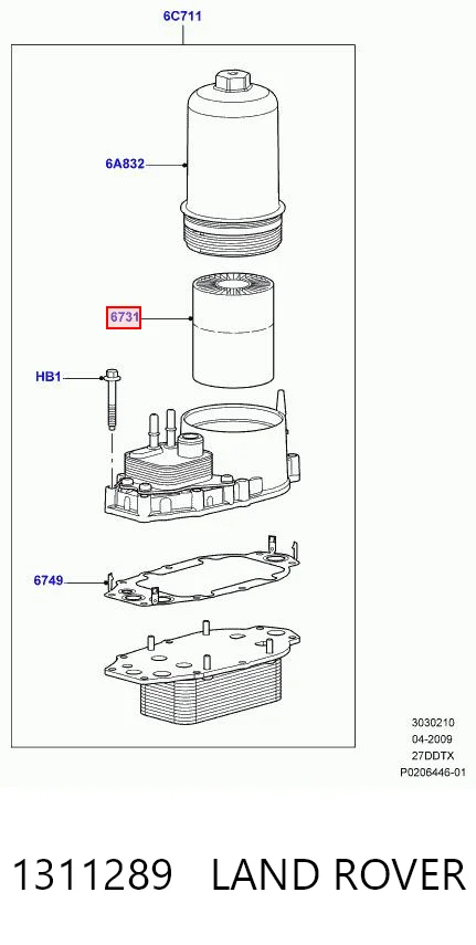 1311289 Land Rover Filtr oleju