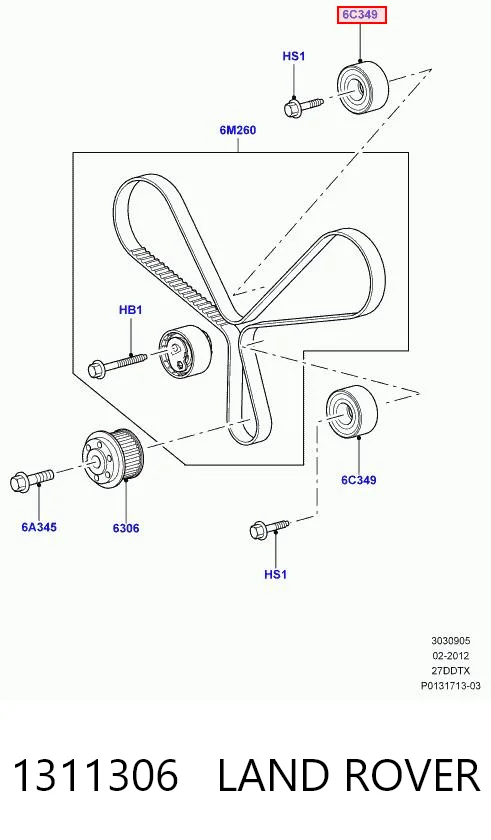 1311306 Land Rover Rolka prowadząca kierunkowa paska rozrządu