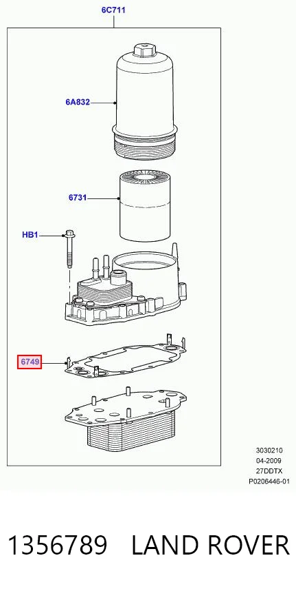 1356789 Land Rover Uszczelka adaptera filtra oleju