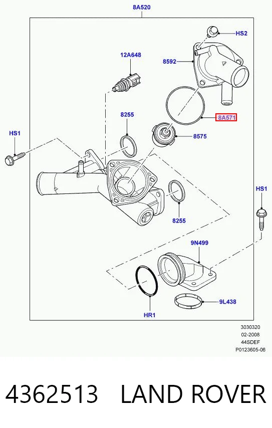 4362513 Land Rover Uszczelka obudowy termostatu