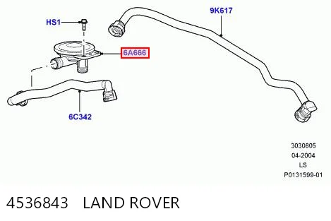 4536843 Land Rover Zawór PCV odpowietrzający silnik